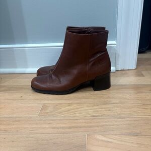 Gianni Bini Leather Chestnut Ankle Booties